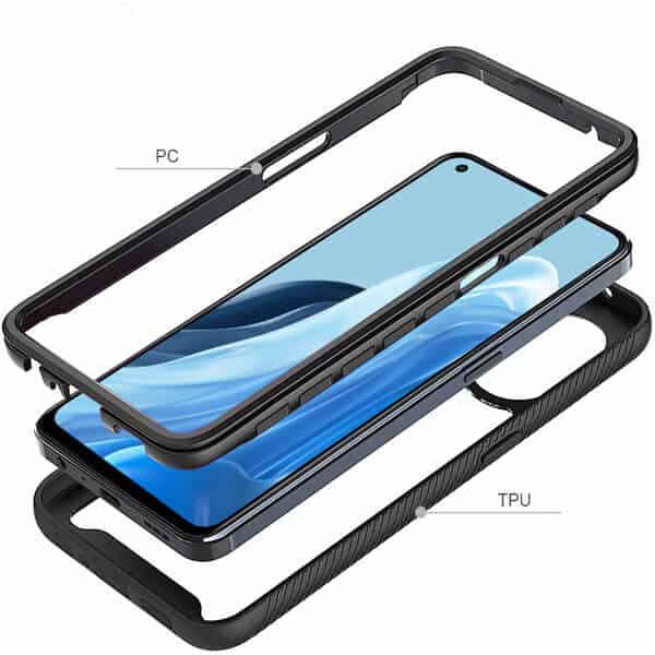 Oppo Reno 8 Lite 5G Military Grade Shockproof Clear Heavy Duty Case Bumper Drop Protection Tough Cover (Black) Oppo Reno 8 Lite 5G Military Grade Shockproof Clear Heavy Duty Case Bumper Drop Protection Tough Cover (Black)